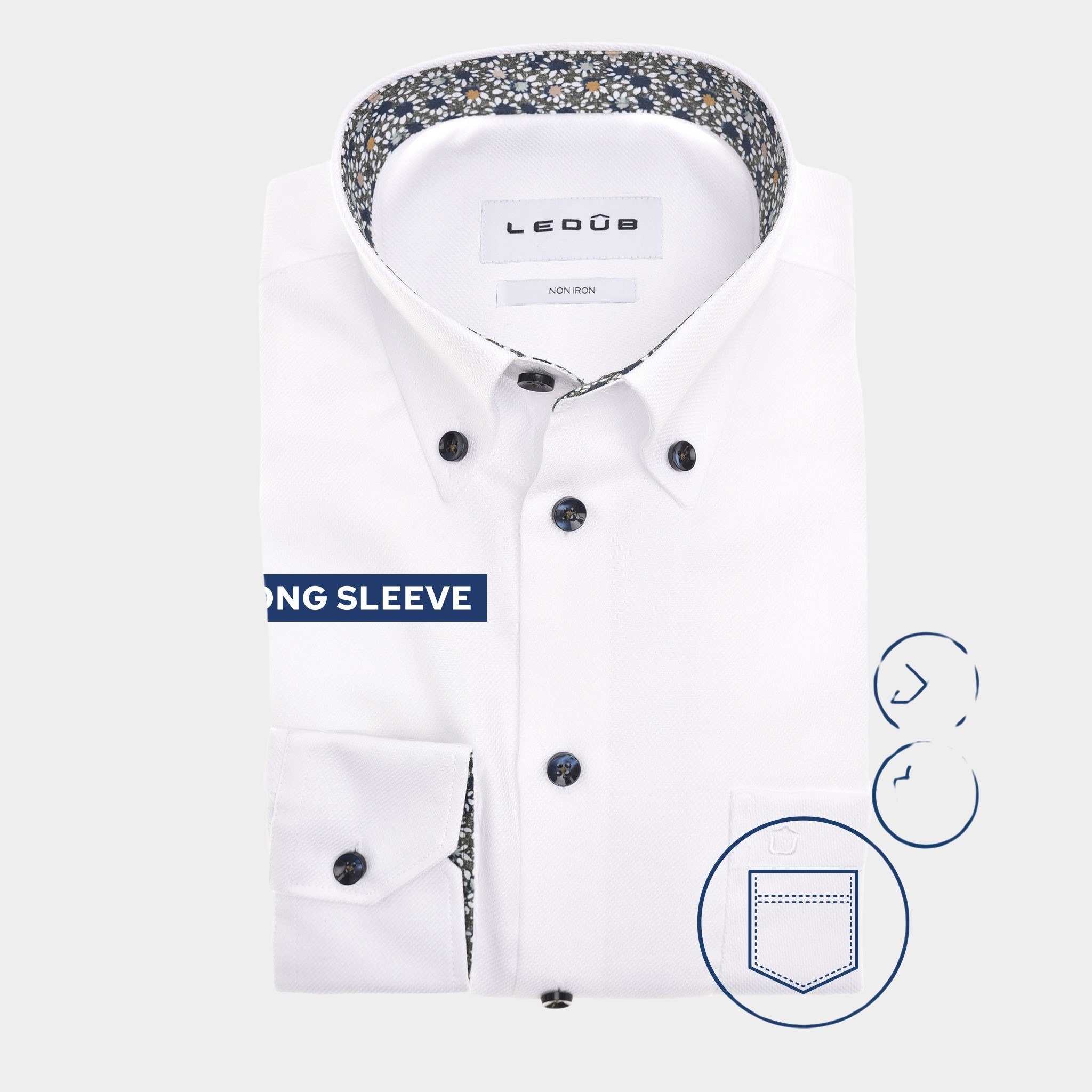 Ledub Overhemd extra lange mouw Wit LE24258  MFN 7 0142654/910-580-000