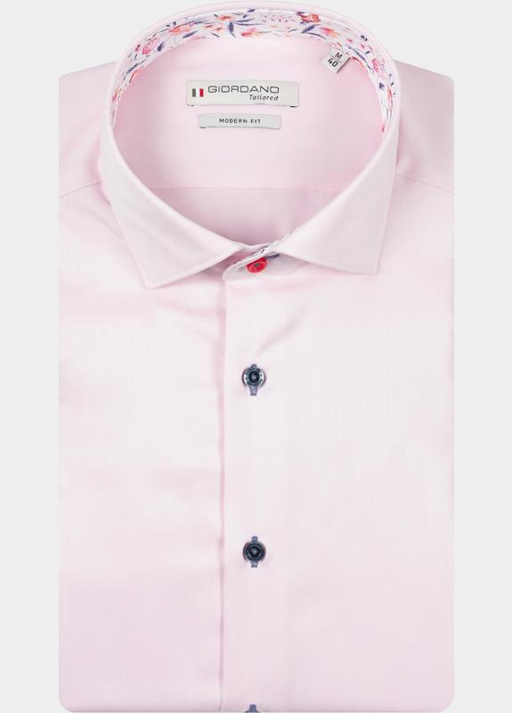 Giordano Overhemd heren Roze Locarno Row Long Sleeve Semi 617817/52