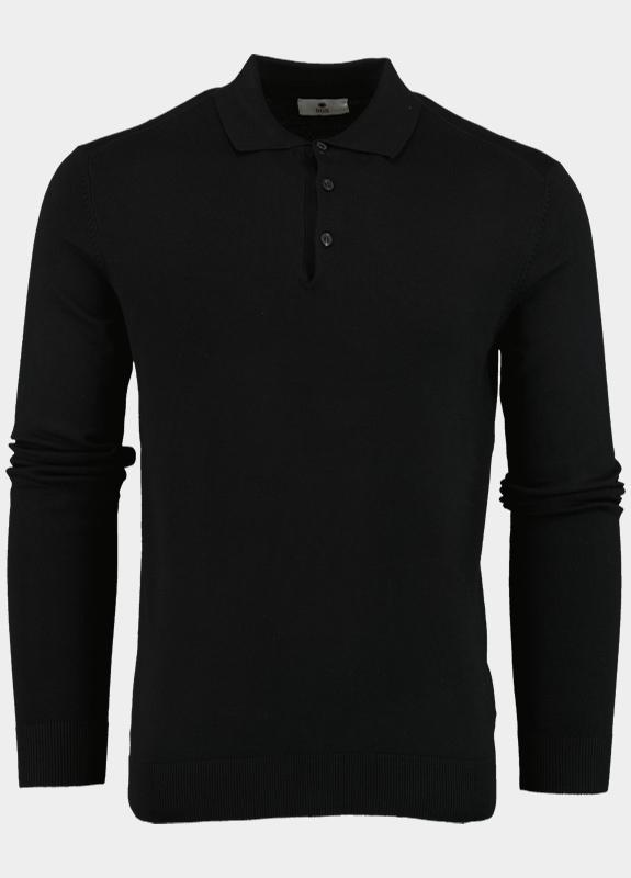 Bos Polo lange mouw Zwart Polo met boord 3020900/900