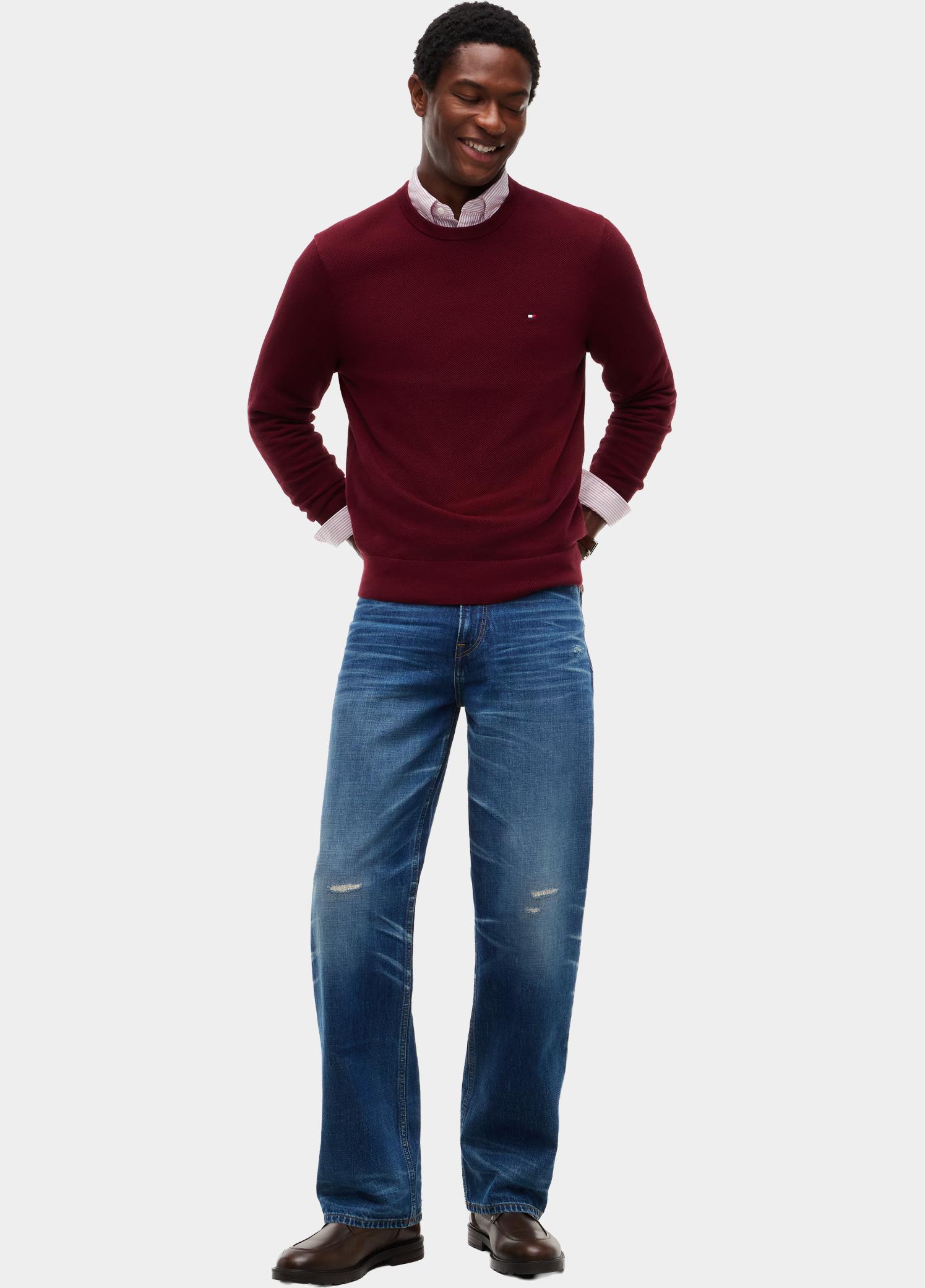 Tommy Hilfiger Pullover heren Paars ESSENTIAL STRUCTURE CREW NECK MW0MW36347/VLP