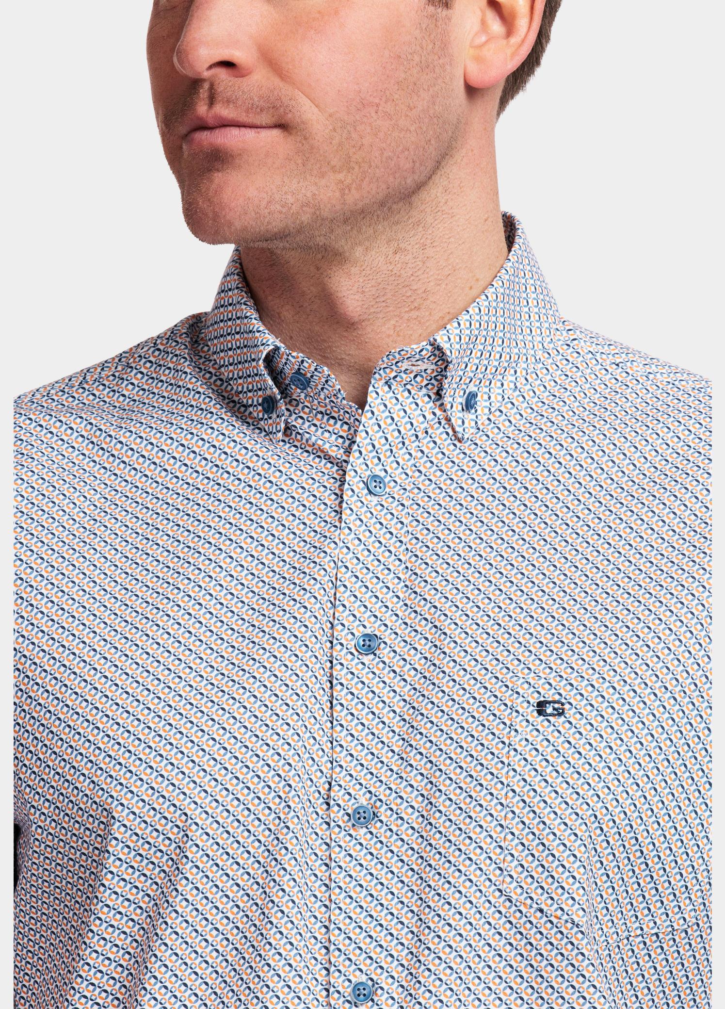Giordano overhemd korte mouw heren Geel League, SS Button Down Graphi 416016/20
