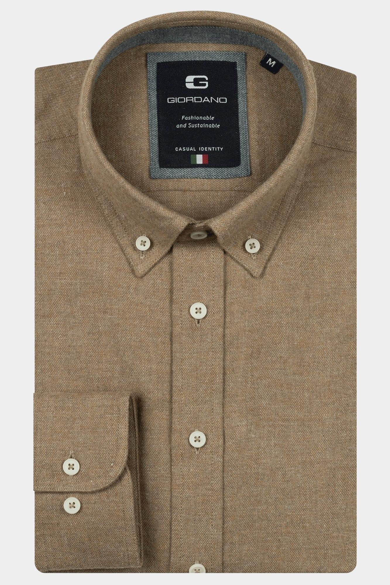 Giordano Casual hemd lange mouw Bruin Loretto long sleeve button do 527855/80