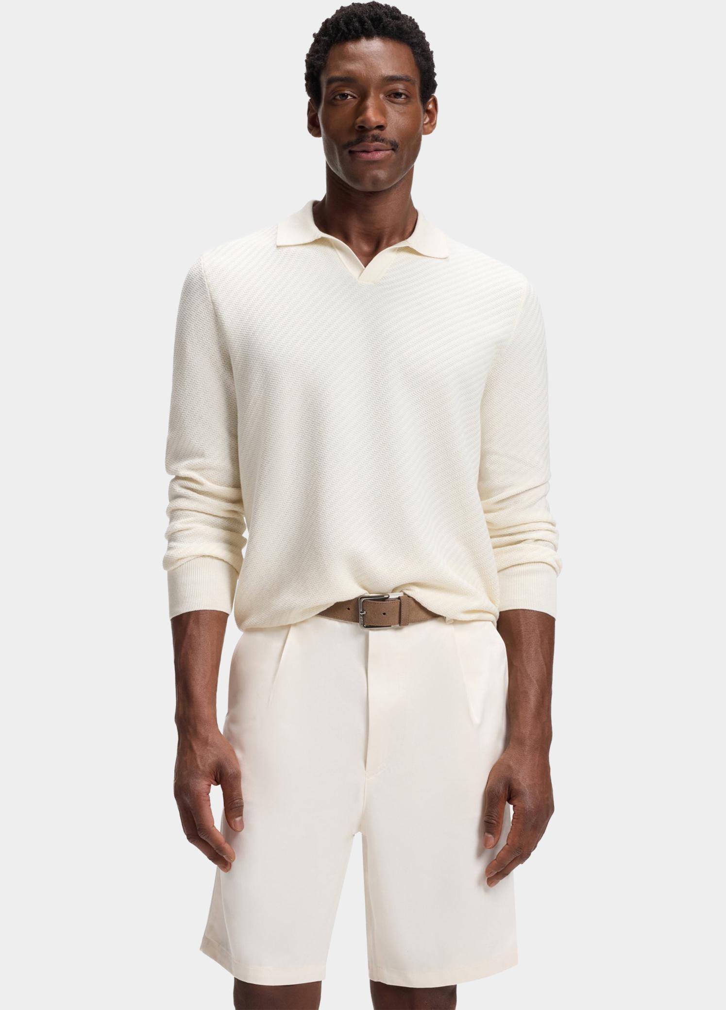 BOSS Black Polo lange mouw Wit H-Lomarino 10280694 01 50565511/118