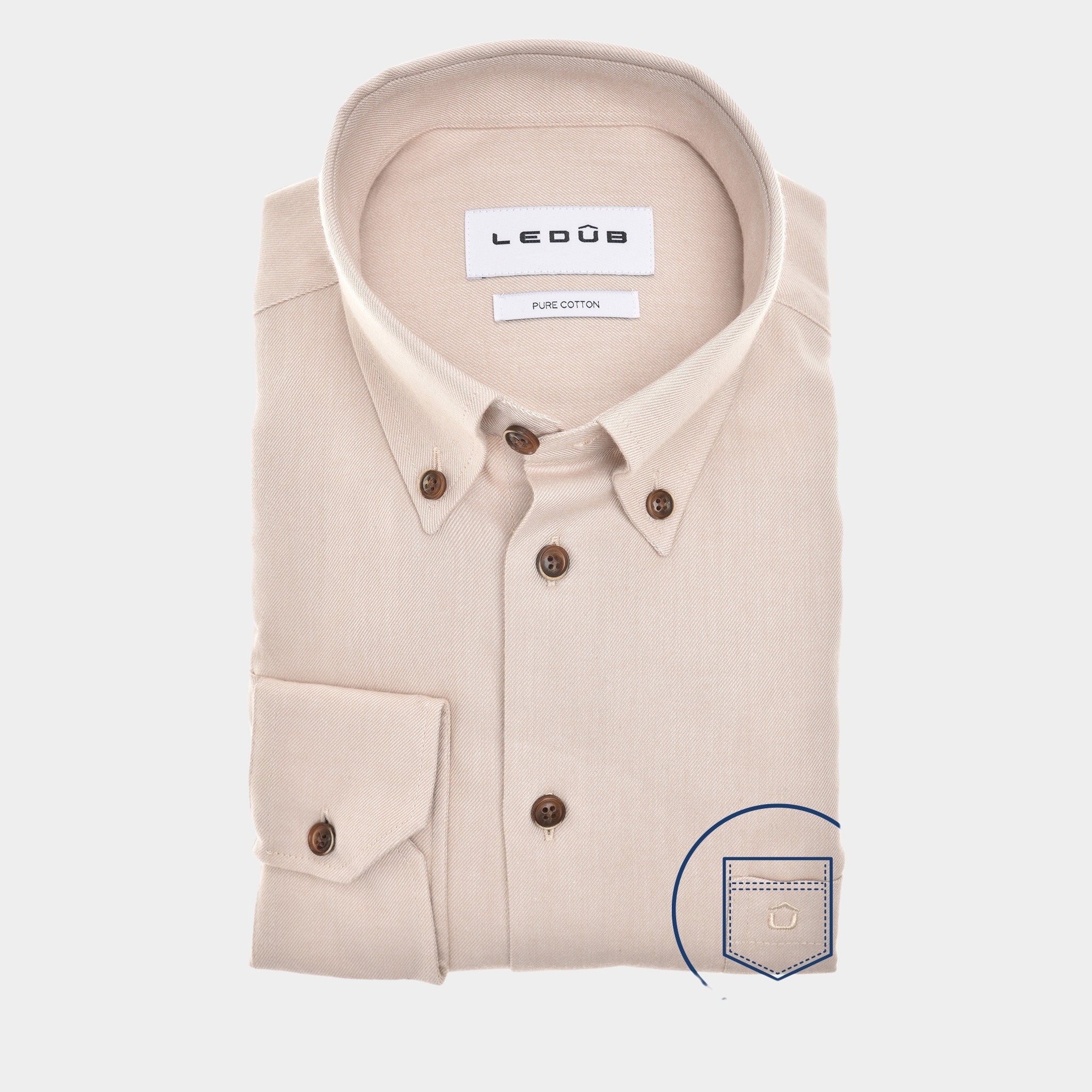 Ledub Business hemd lange mouw Bruin LE24207 MFN 5 0142746/620-000-000