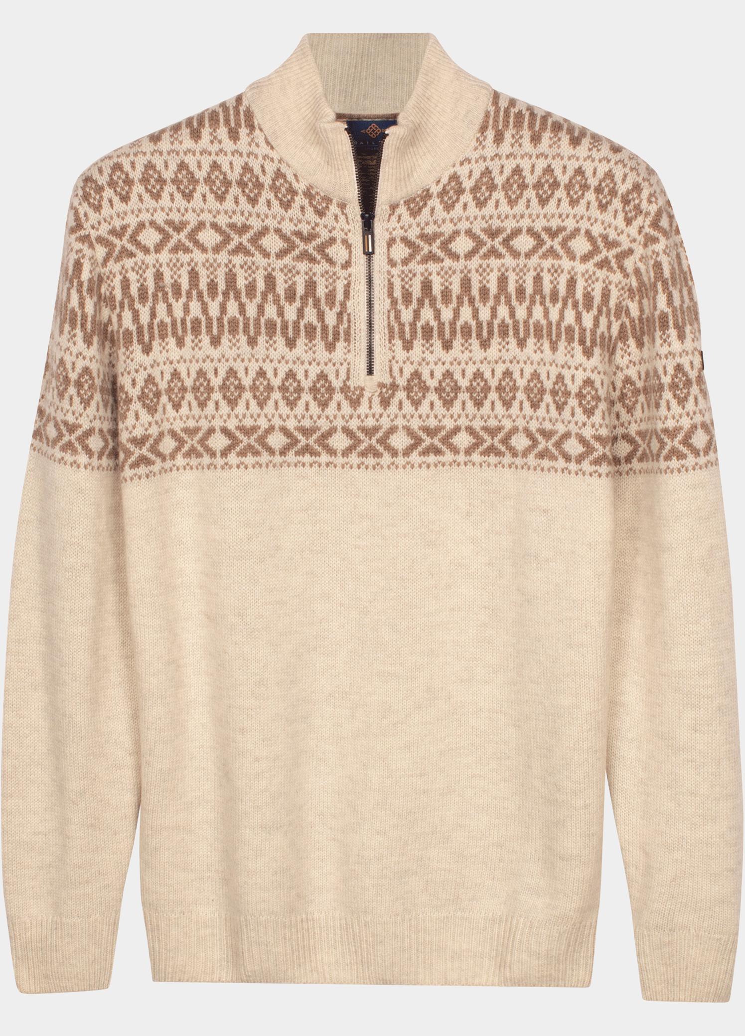 Baileys Half Zip Beige 10gg, Nordic Knit Jacquard at 628428/825