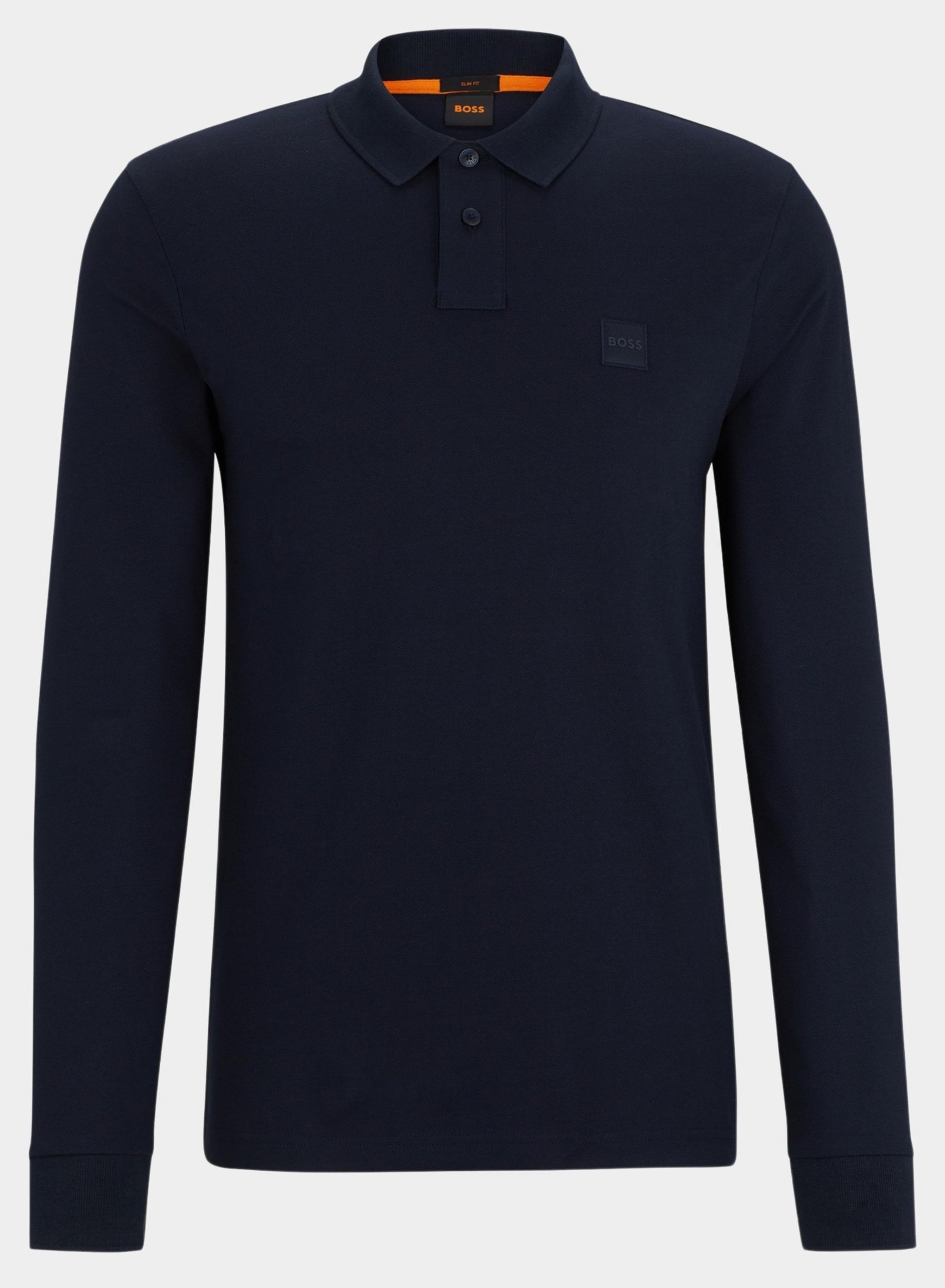 BOSS Orange Polo lange mouw Blauw Passerby 10256683 01 50507704/404