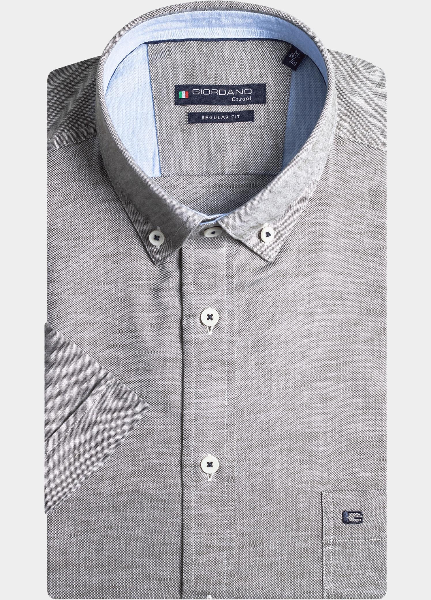 Giordano overhemd korte mouw heren Groen League, SS Button Down Solid 416001/75