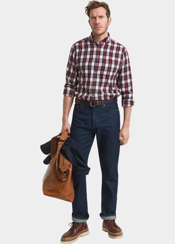 Gant Casual hemd lange mouw Rood Reg Windblown Flannel Check Sh 3250242/623