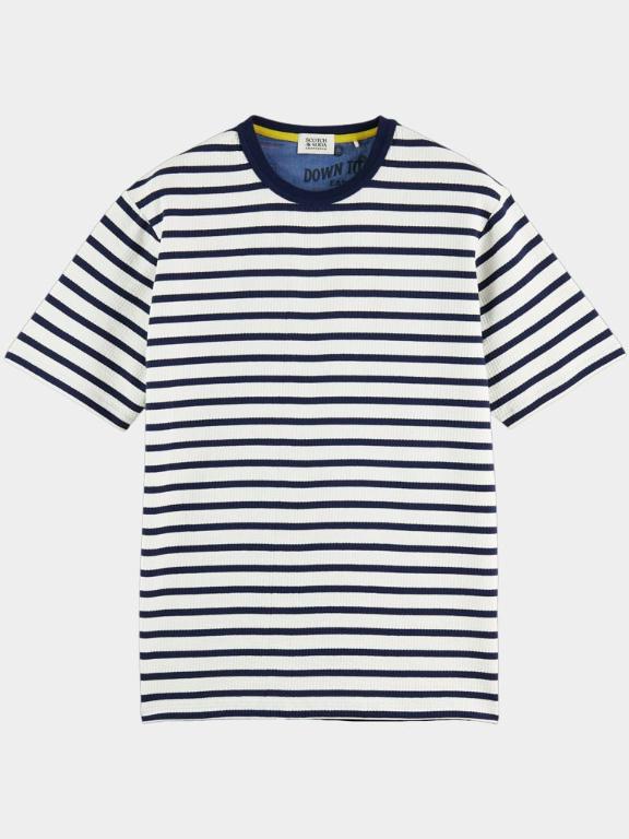 Scotch & Soda T-shirt korte mouw Blauw Waffle jersey breton T-shirt 167347/0217