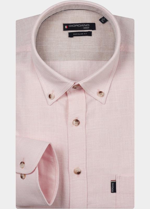 Giordano Overhemd heren Roze Ivy Long Sleeve Button Down S 617110/50