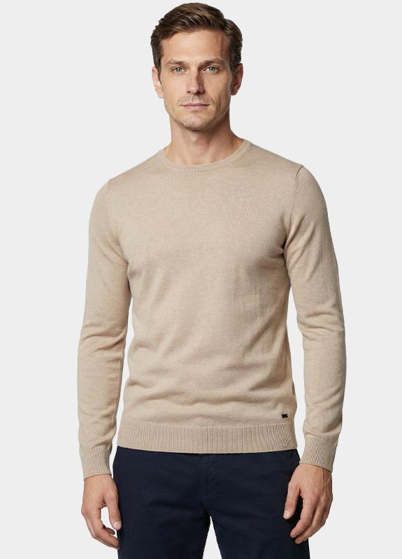 Born With Appetite Pullover heren Beige Rick R-neck Pullover Merino 00005RI12/2500 Sand