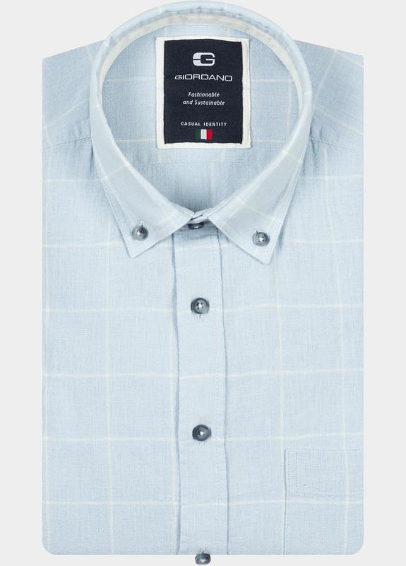 Giordano overhemd korte mouw heren Blauw League Short Sleeve Button Do 616301/60