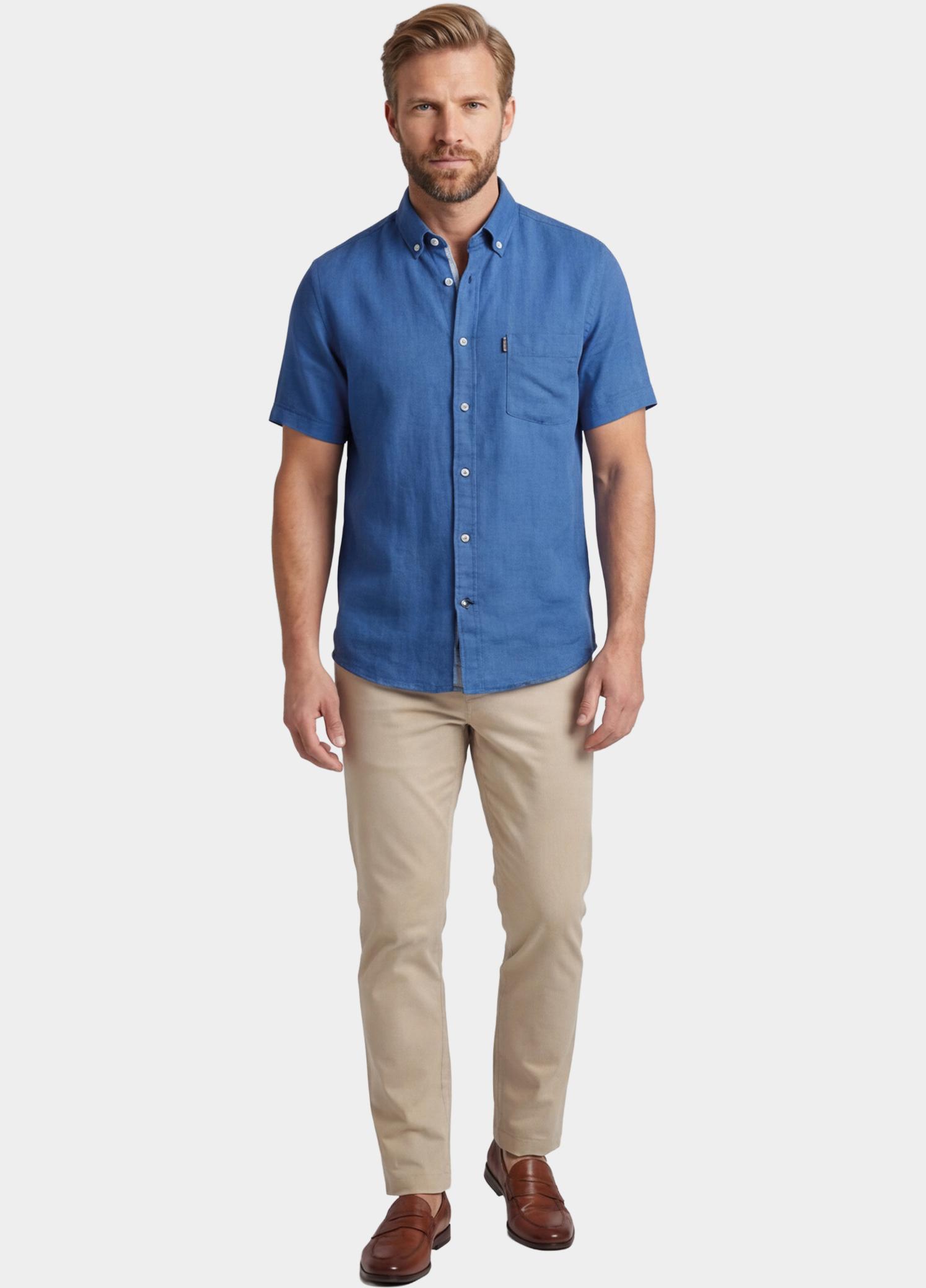 Giordano overhemd korte mouw heren Blauw League Short Sleeve Button Do 616009/63
