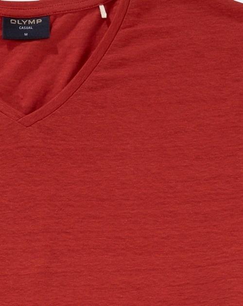 Olymp T-shirt korte mouw Rood Linen V-Neck T-Shirt 561552/34