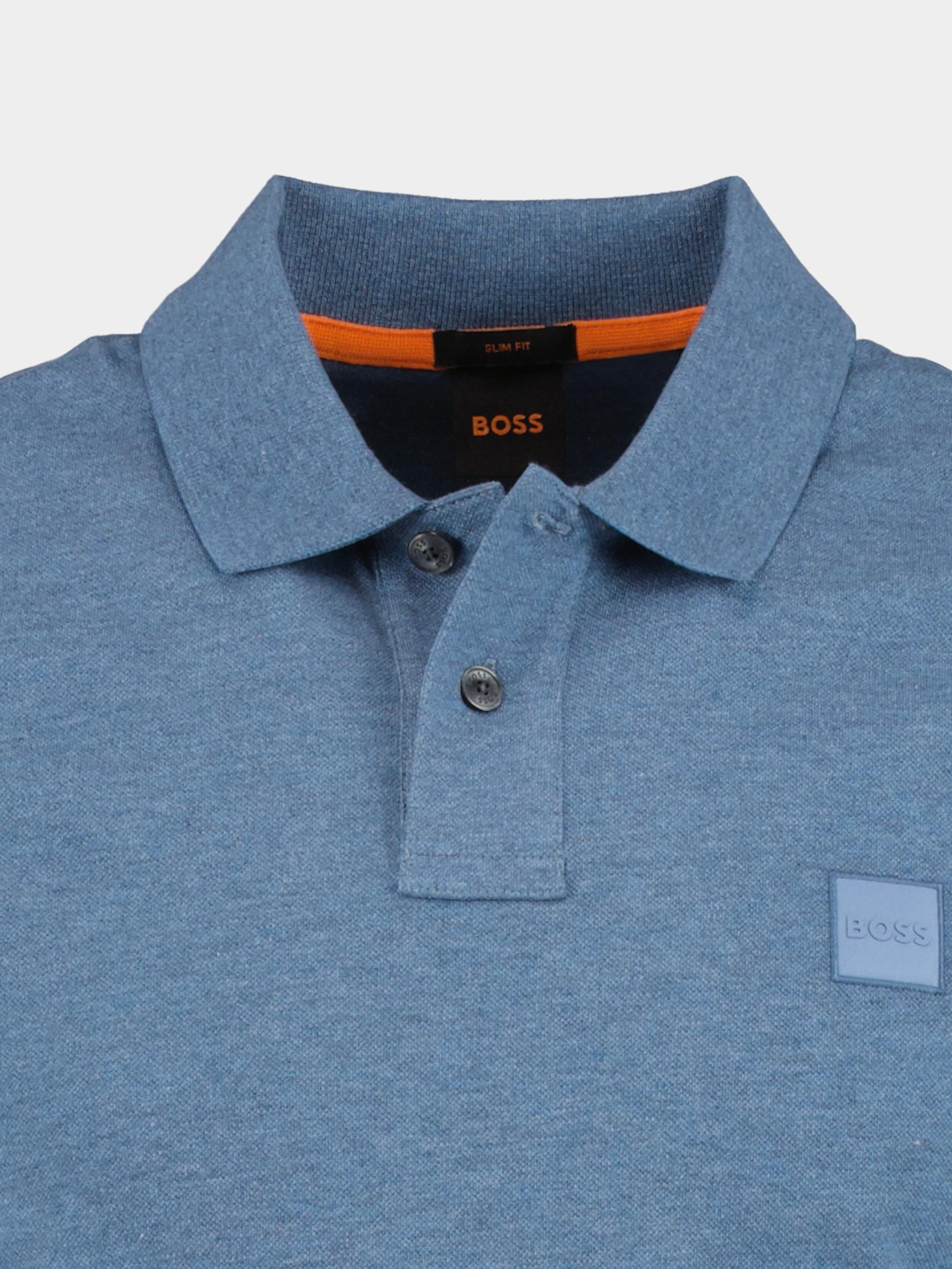 BOSS Orange Polo lange mouw Blauw Passerby 10256683 01 50507704/485