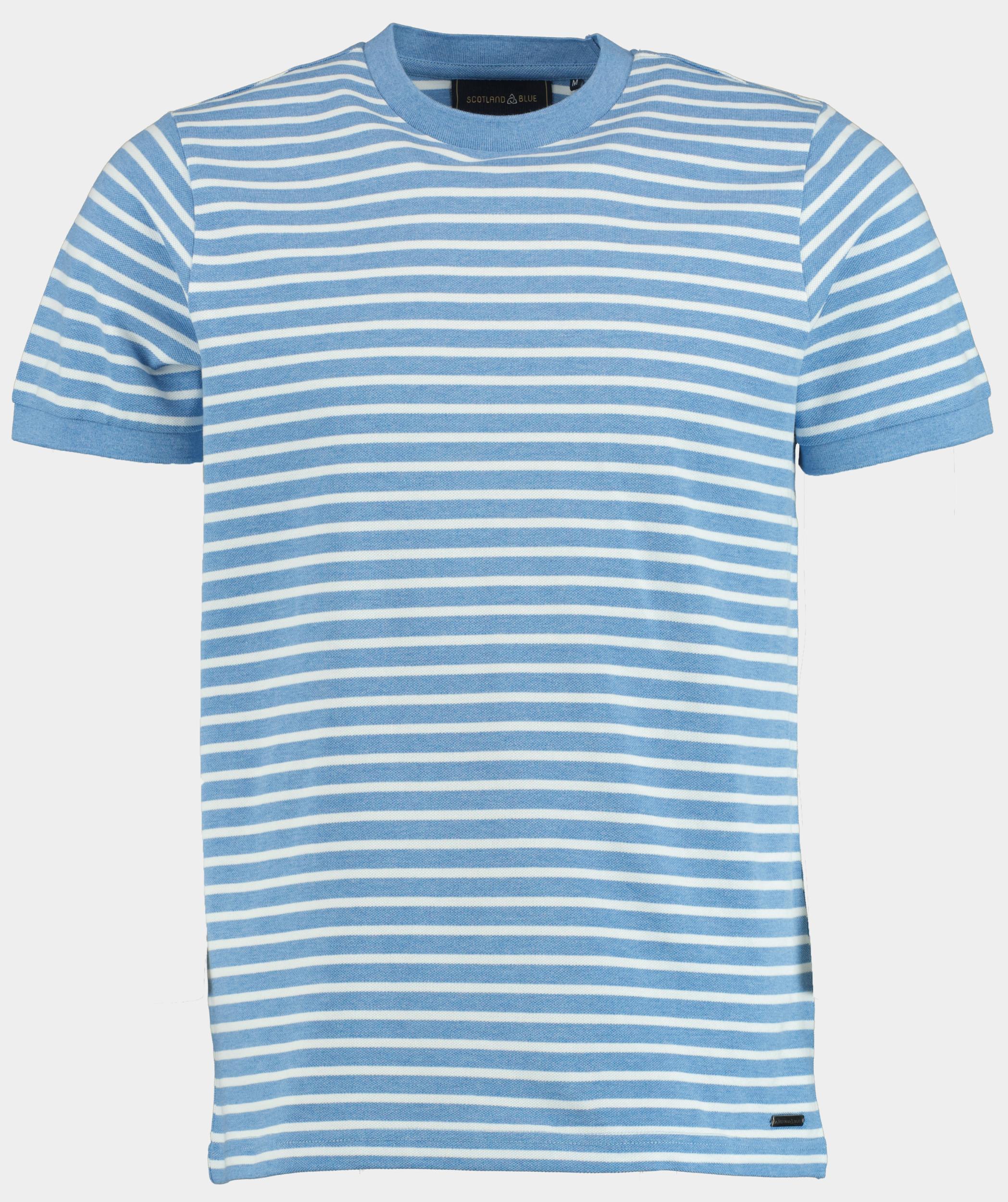 Scotland Blue T-shirt korte mouw Blauw Isaac Stripe T-shirt Pique 25108IS18SB/241 true blue