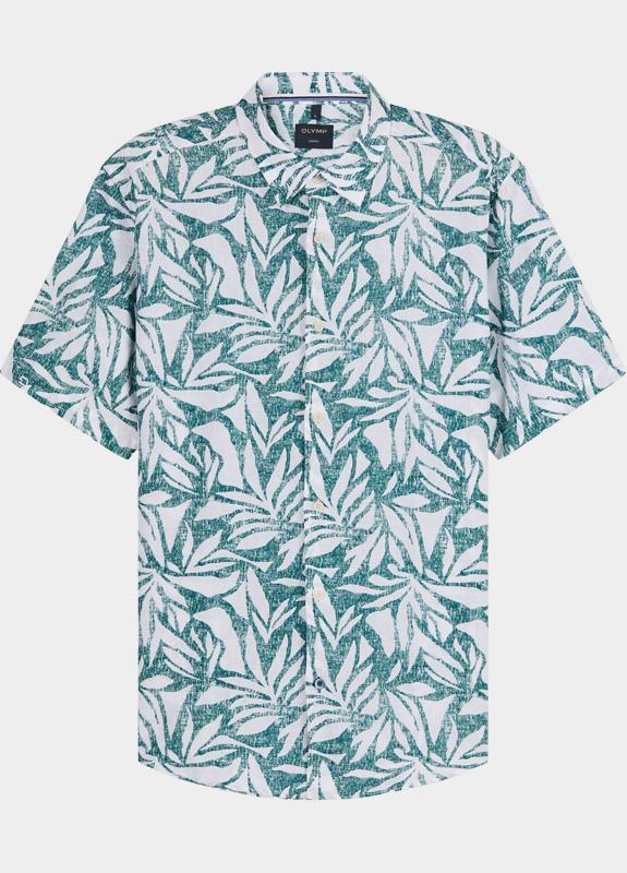 Olymp overhemd korte mouw heren Groen Casual 408612/88