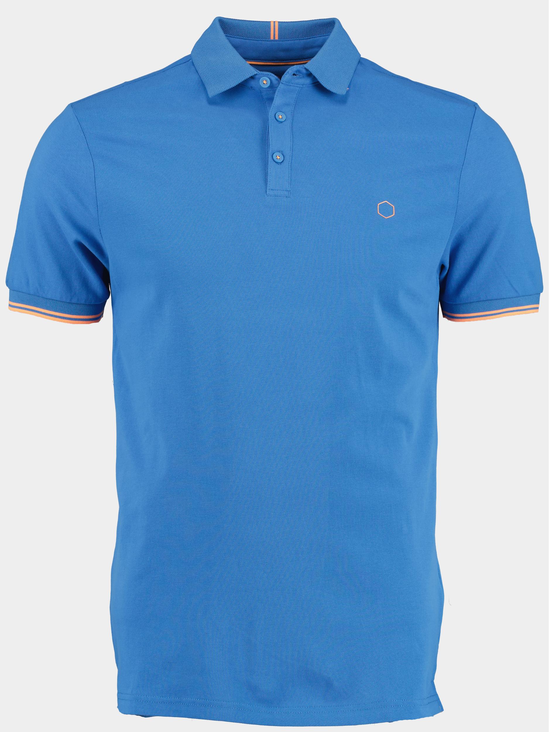 Marco Manzini Polo short sleeve Blue Harold Polo Fine Pique Contra 22108HA05/268 jeans blue