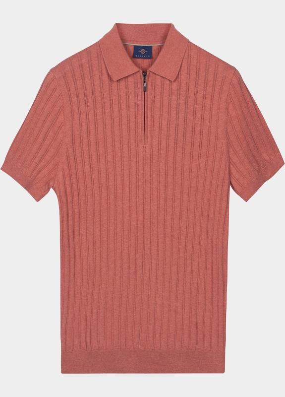 Baileys Polo heren Oranje Polo Knitted SS  1/2 zip  dro 615771/355