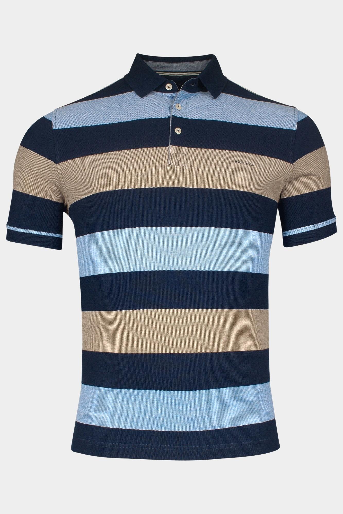 Baileys Polo korte mouw Blauw Poloshirt  2-tone Pique, plac 515248/64