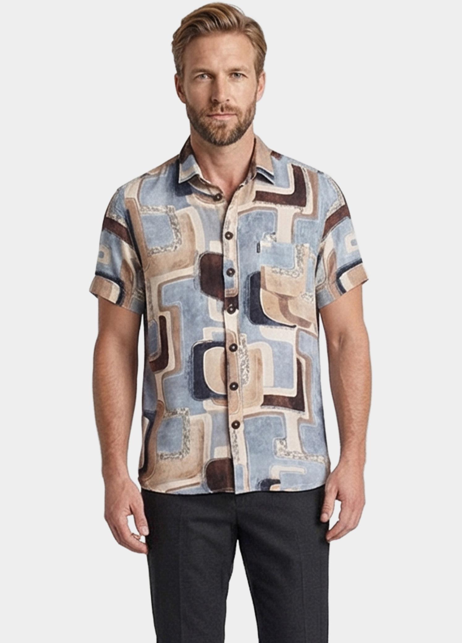 Giordano overhemd korte mouw heren Blauw Vivaro Short Sleeve Resort St 616880/60