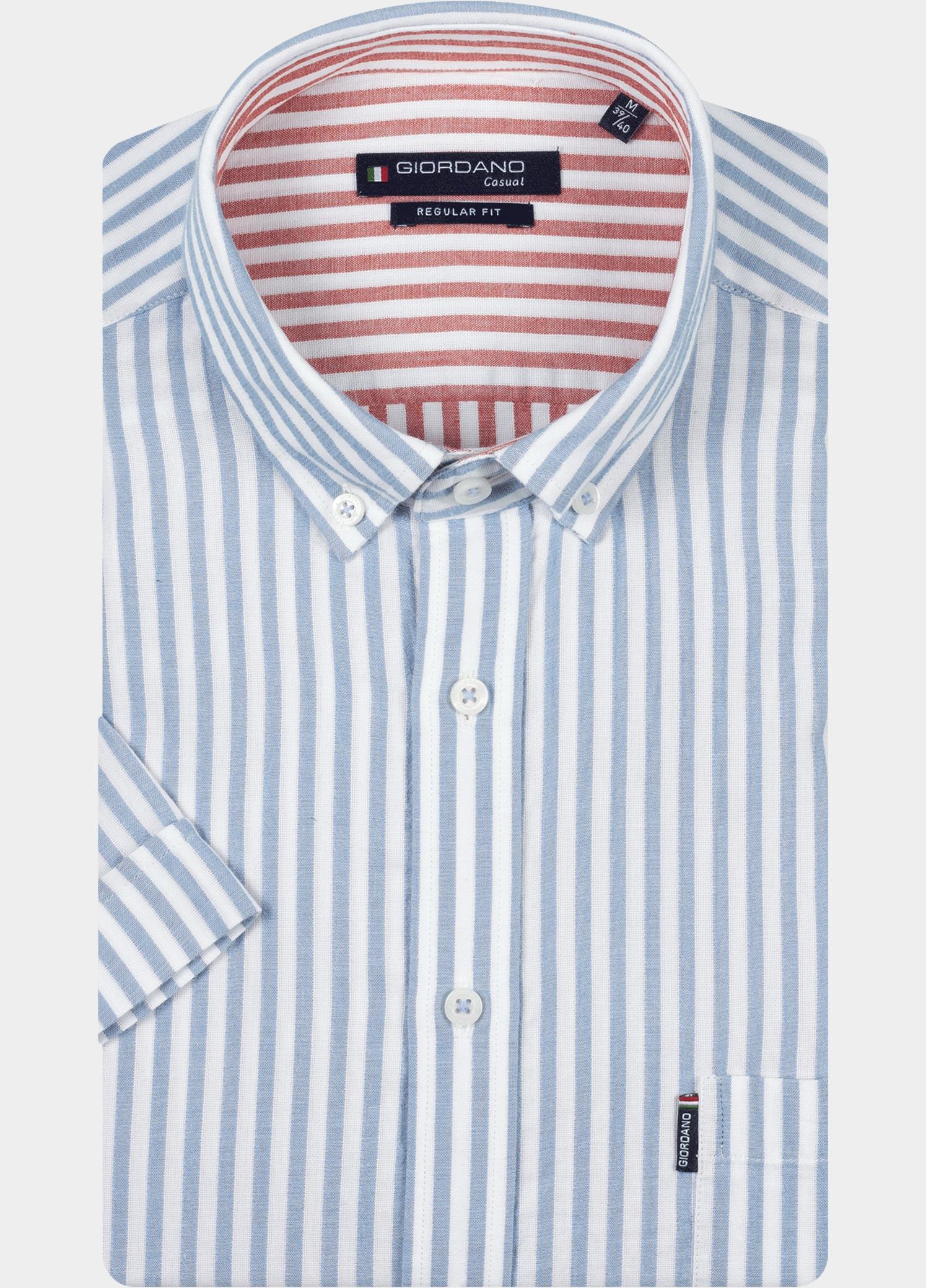 Giordano overhemd korte mouw heren Blauw Alfa Short Sleeve Button Down 616130/61