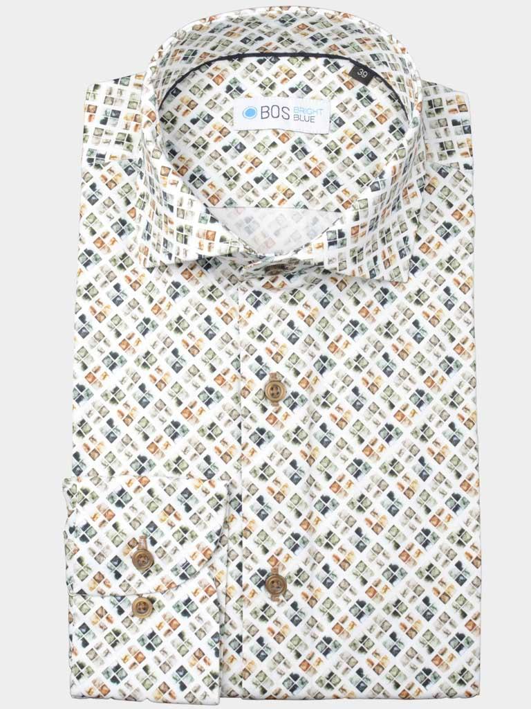 Bos Bright Blue Casual hemd lange mouw Groen Overhemd square groen Bos 4/Groen