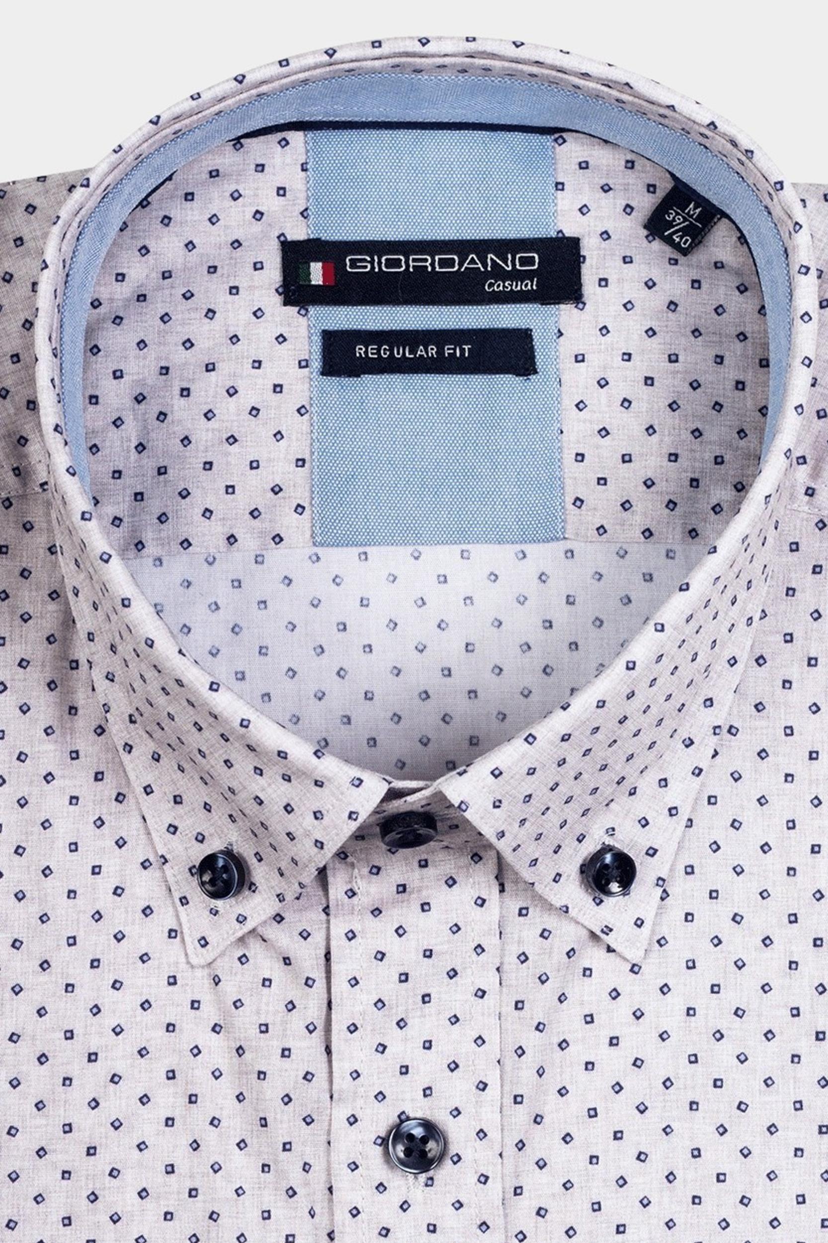 Giordano Casual hemd lange mouw Bruin Ivy Minimal Squares Print 417015/80