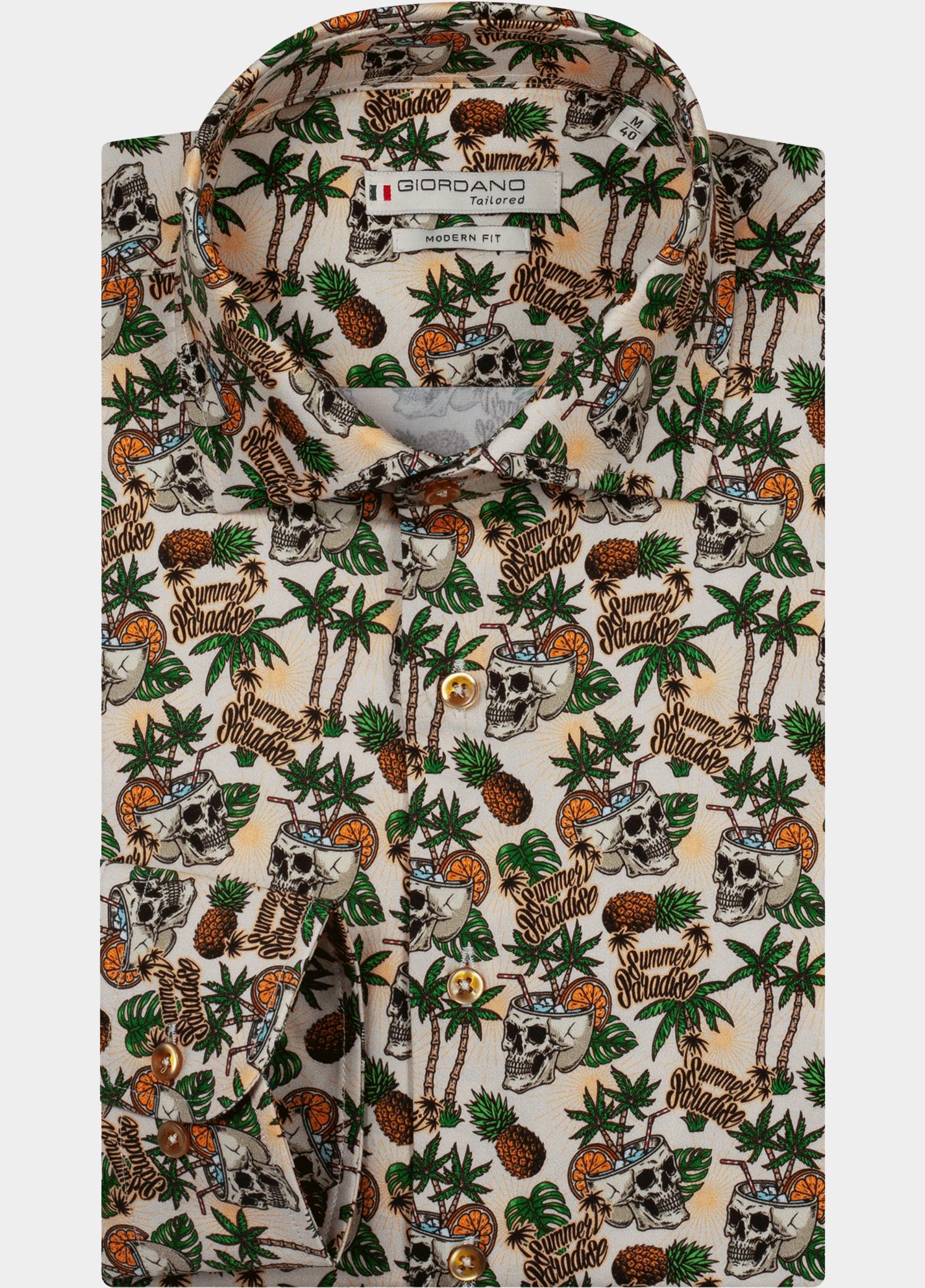 Giordano Overhemd heren Groen Maggiore Long Sleeve Semi Cut 617890/75