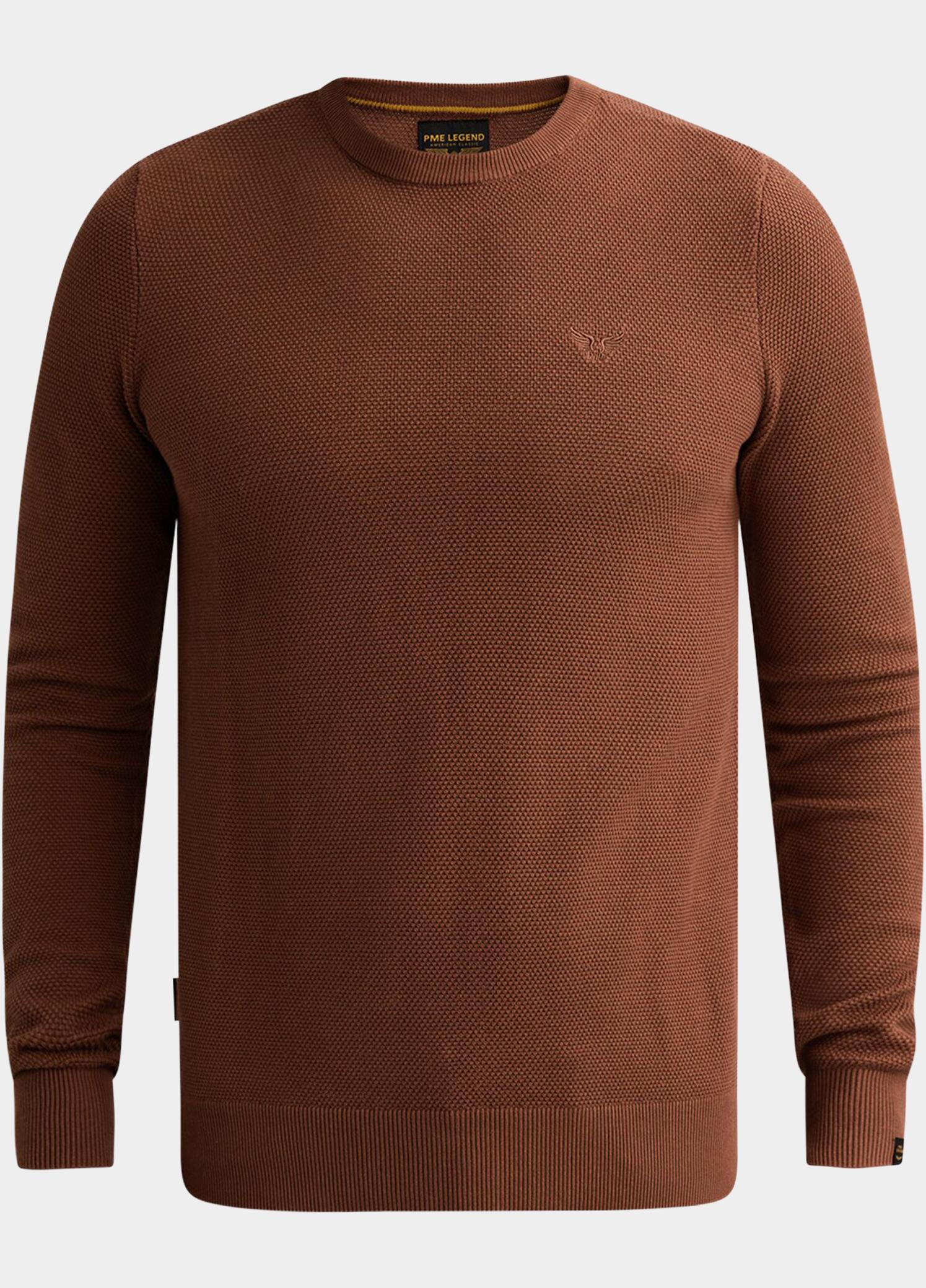 PME Legend Pullover heren Bruin R-neck cotton modal PKW2608324/8187