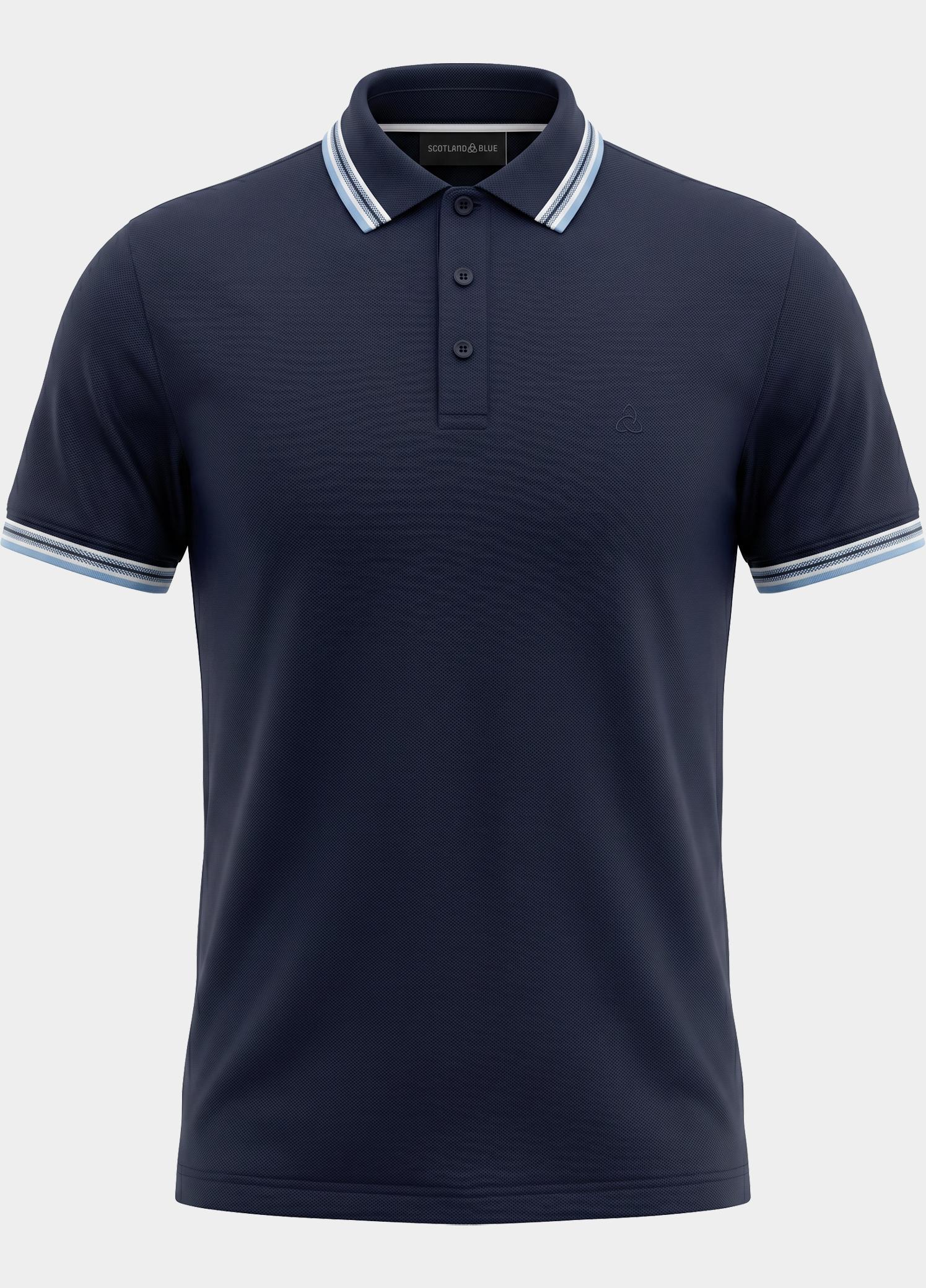 Scotland Blue Polo heren Blauw Brick Polo Plain Contrast Col SPE25108BR06SB/290 navy