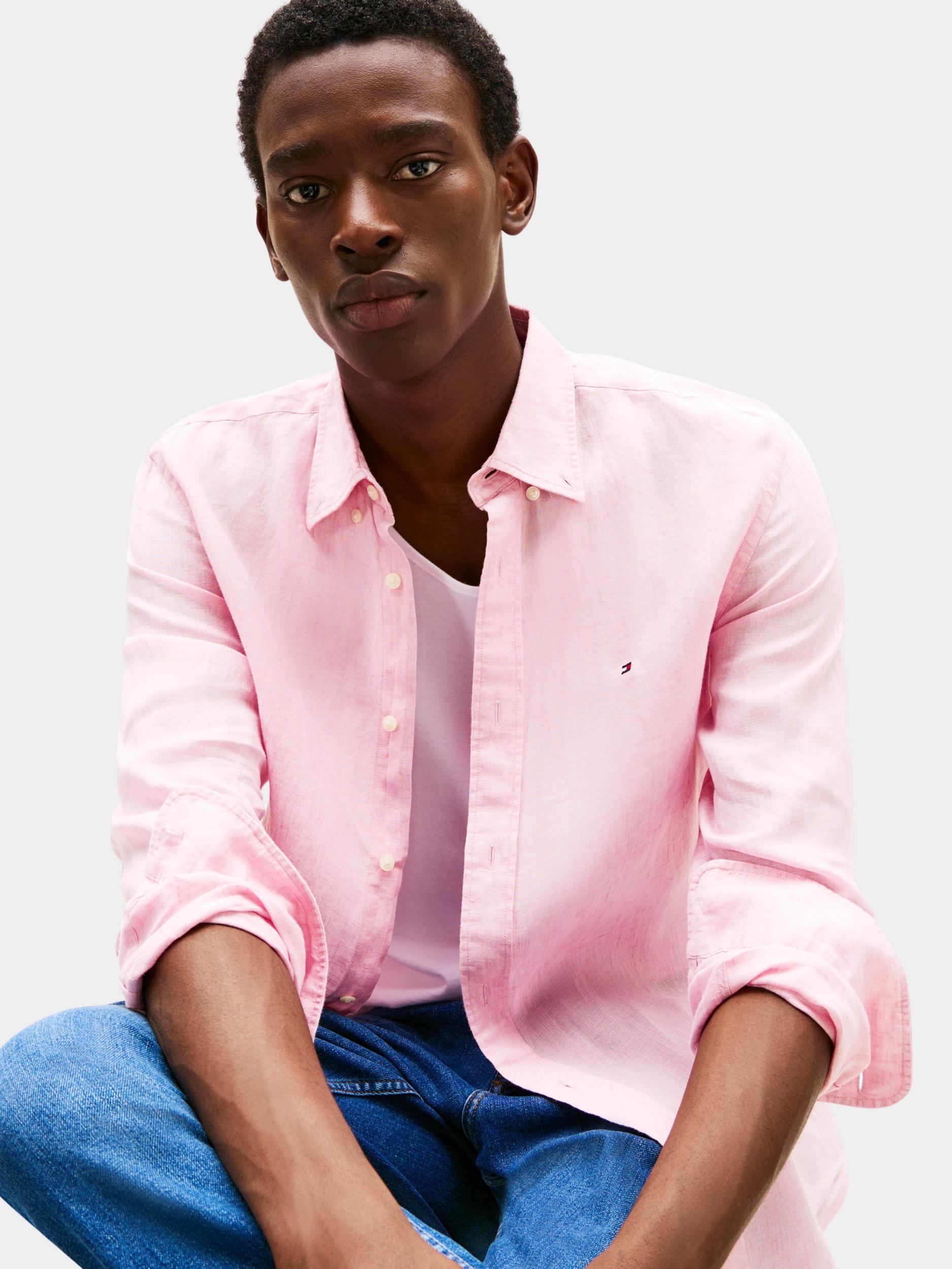 Tommy Hilfiger Casual hemd lange mouw Roze Pigment Dyed LI Solid RF Shirt MW0MW34602/TOL