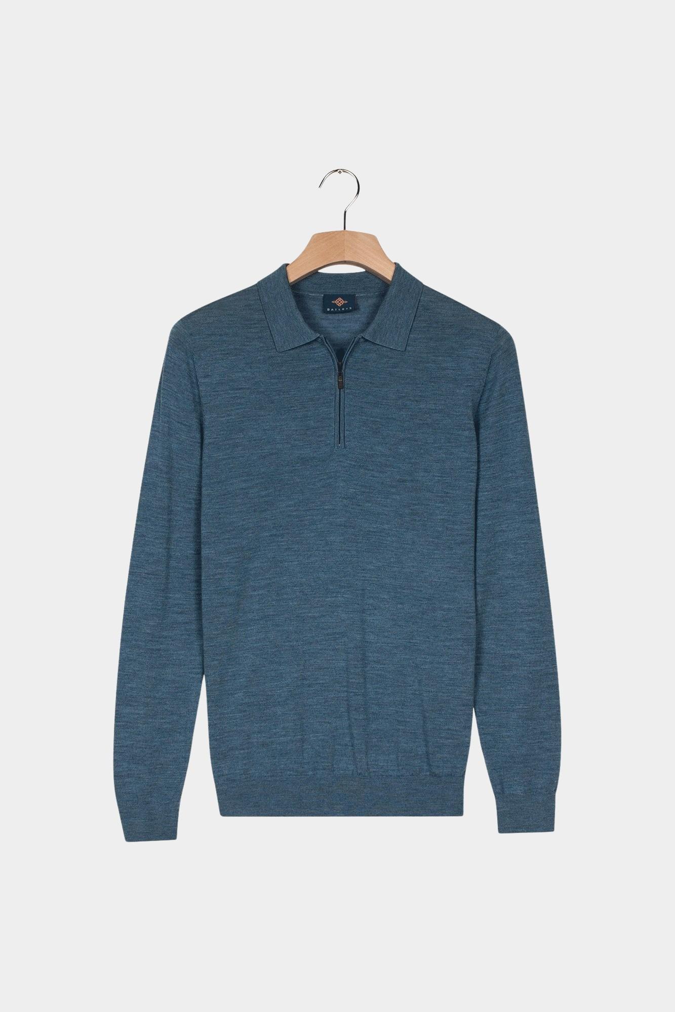 Baileys Half Zip Blauw Pullover Polo Collar 1/2 Zip 520060/65