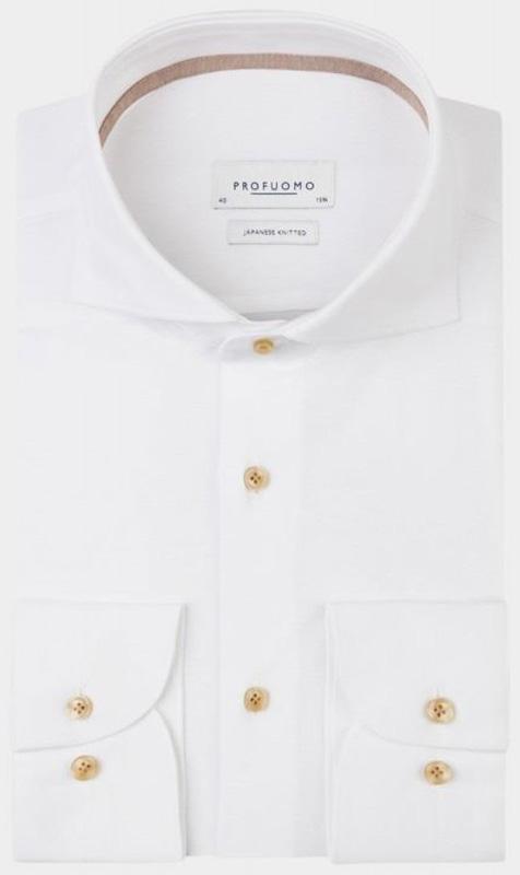 Profuomo Business hemd lange mouw Wit Japanese knitted PPVH10053A/2