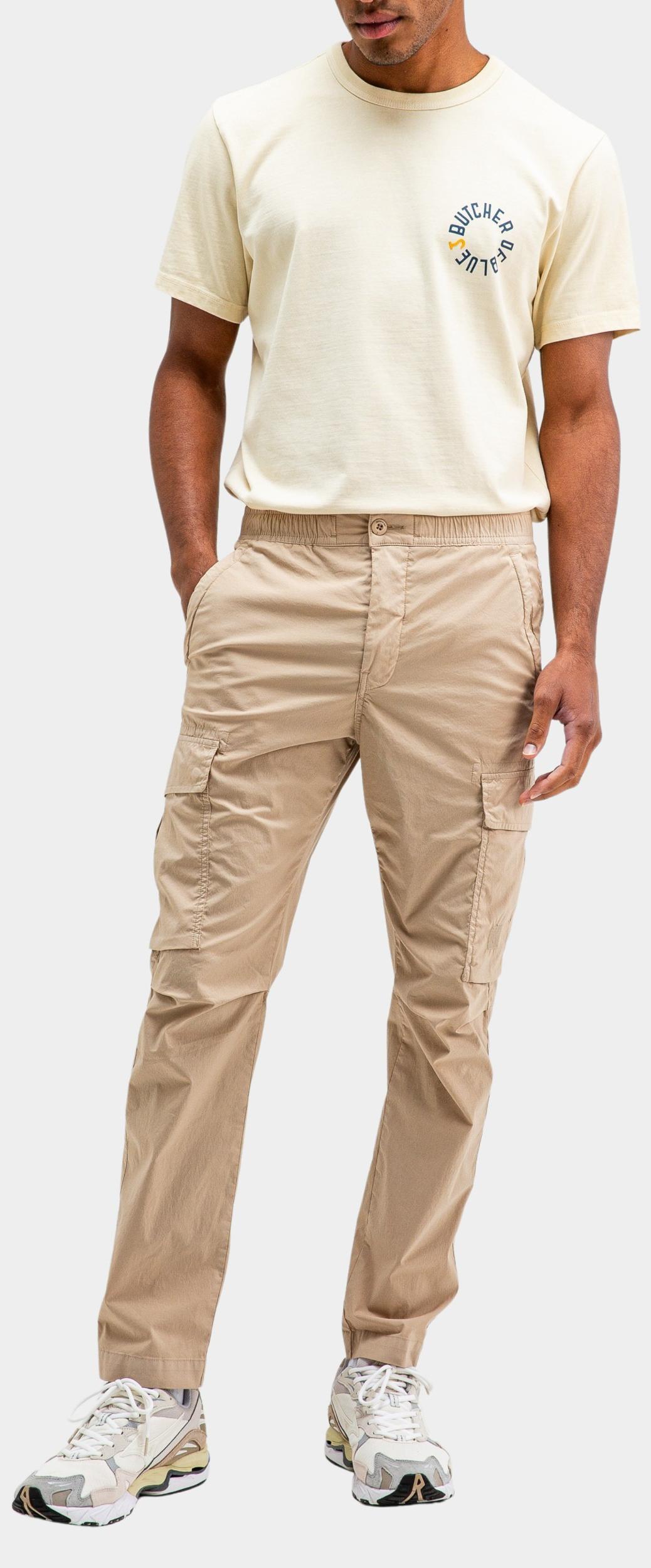 Butcher of Blue Katoenen Broek Beige Tristan Slim Cargo M2411038/632