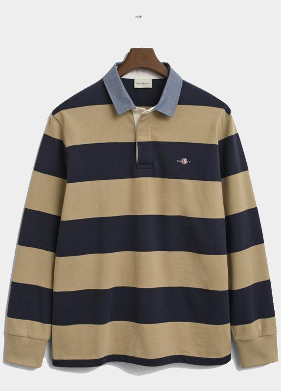 Gant Polo lange mouw Beige REG CHAMBRAY STRIPE HEAVY RUG 2004083/224