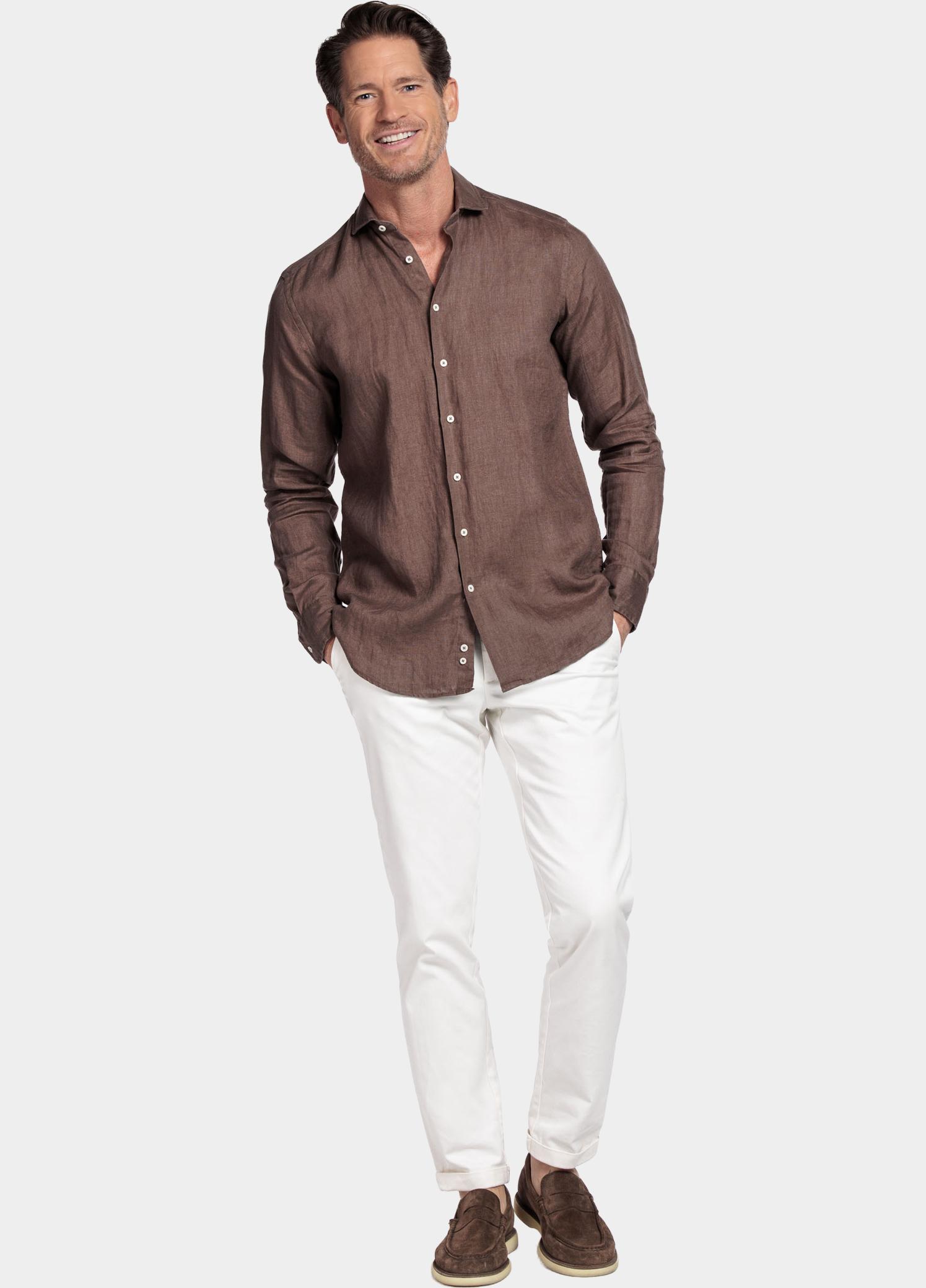 Giordano Overhemd heren Bruin Row Long Sleeve Cutaway Soft 617811/80