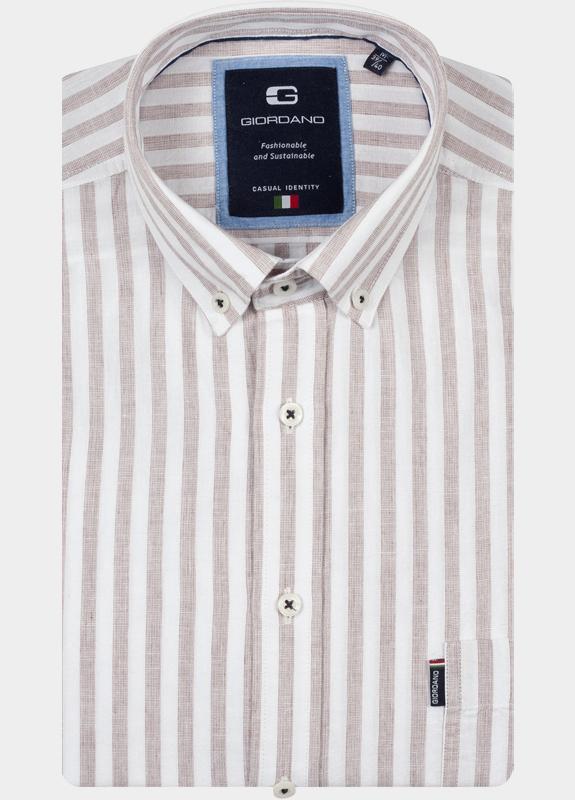 Giordano Overhemd heren Bruin Brando Long Sleeve Button Dow 617119/80