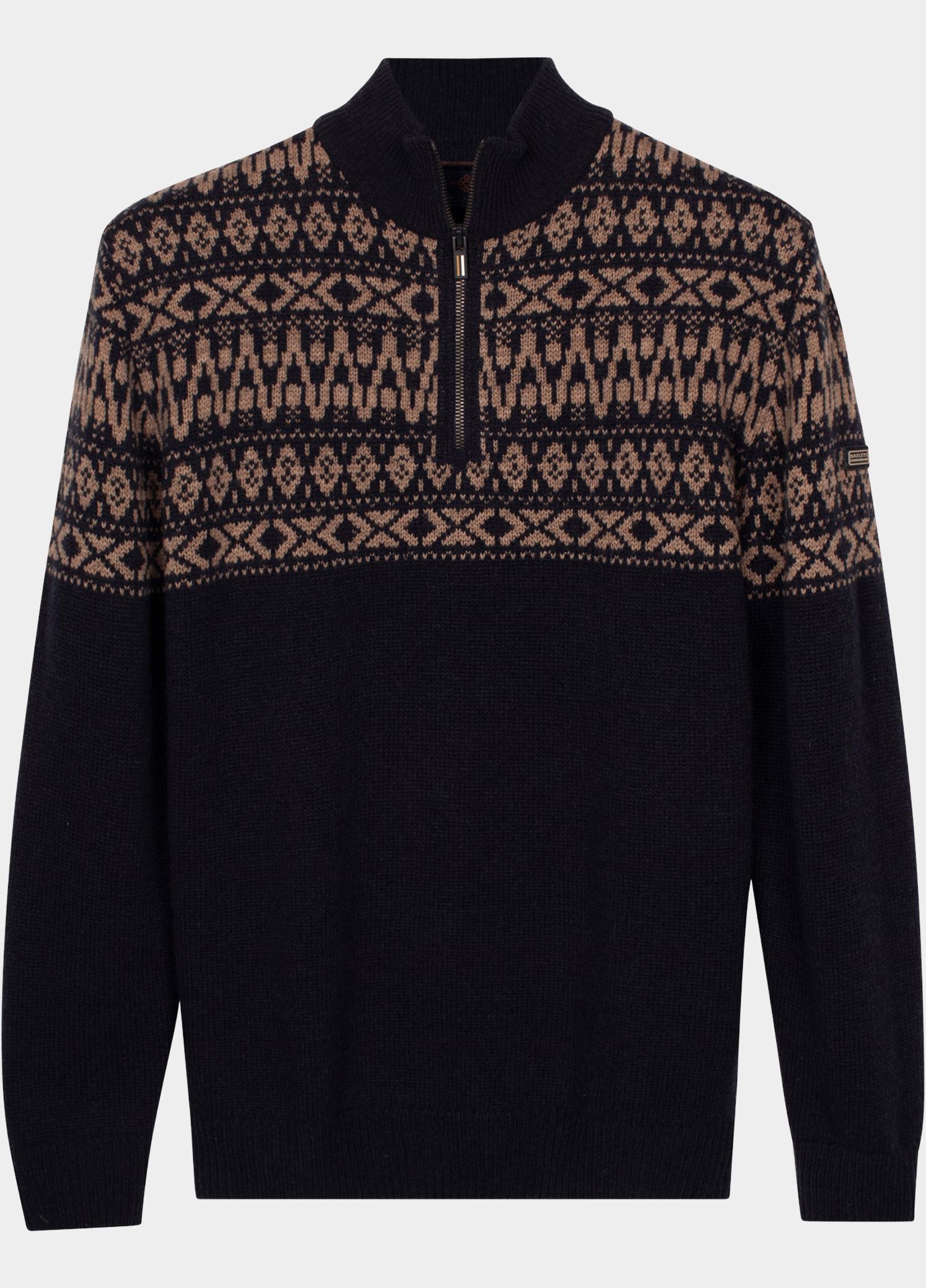 Baileys Half Zip Blauw 10gg, Nordic Knit Jacquard at 628428/60