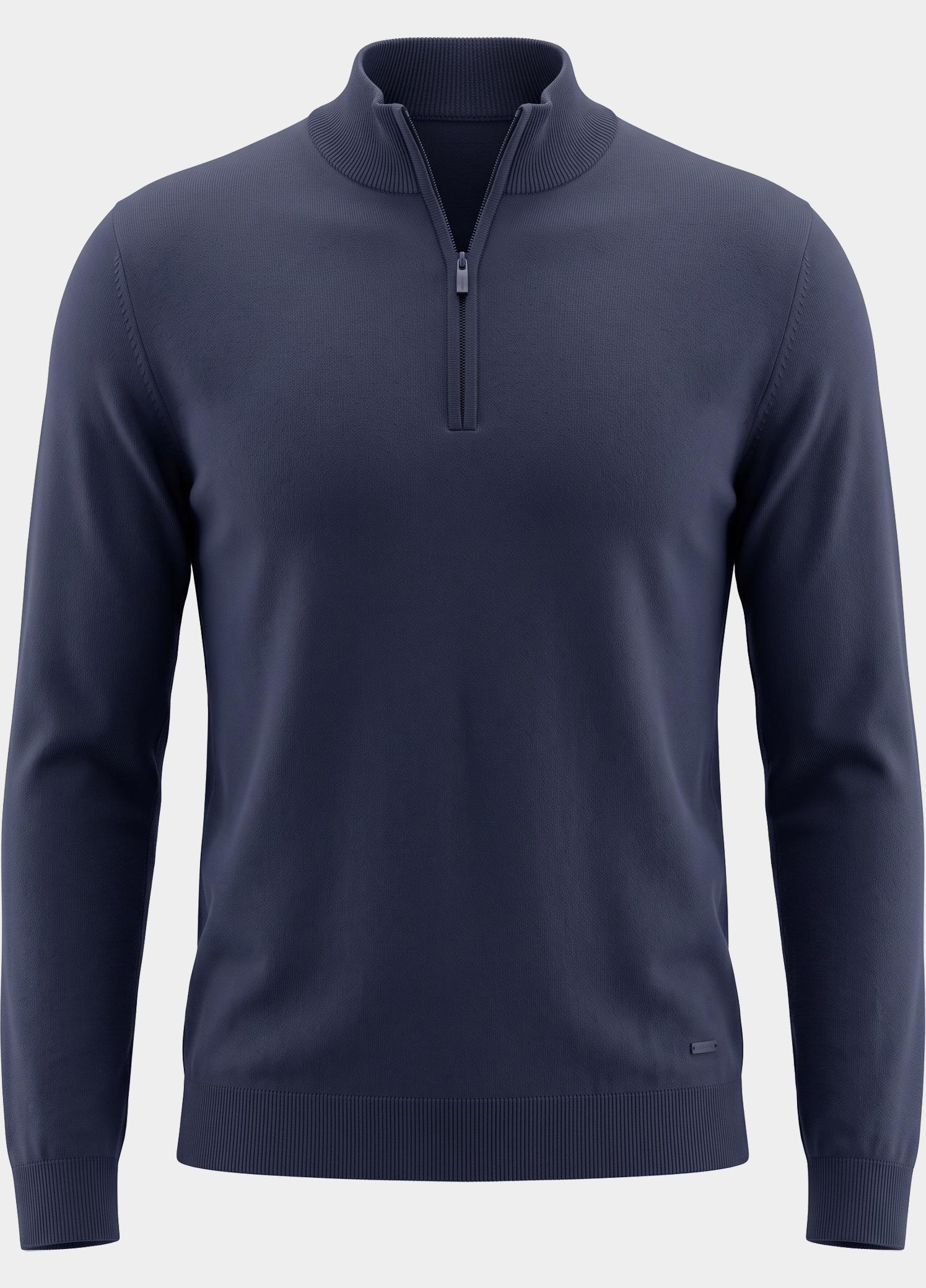 Born With Appetite Half Zip Blauw Lux Pull Halfzip Merino BWA00005LU15/4001 Navy