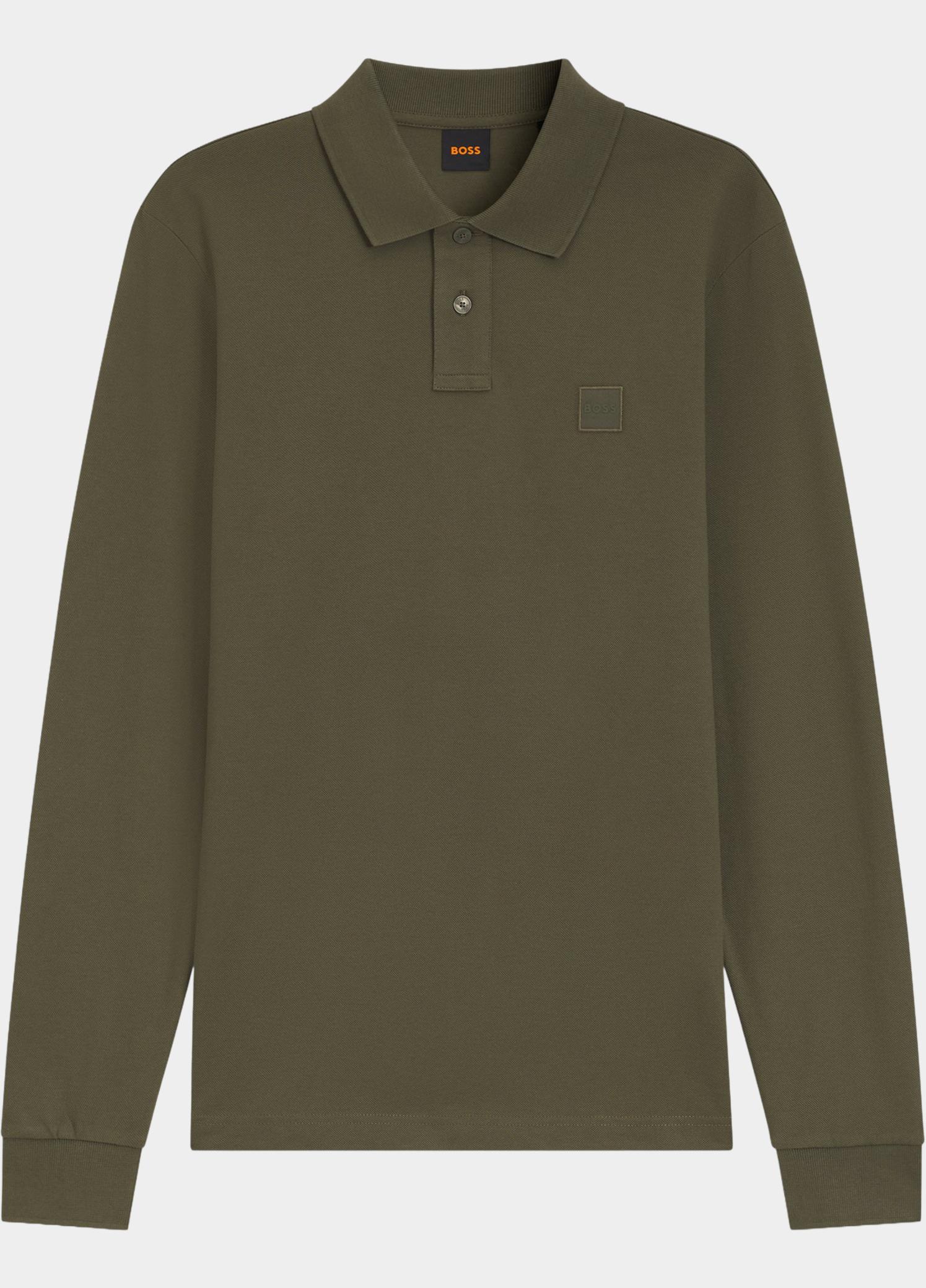 BOSS Orange Polo lange mouw Groen Passerby 10256683 01 50507704/325