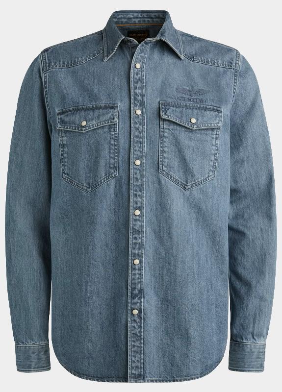 PME Legend Overhemd heren Blauw LONG SLEEVE SHIRT Indigo Deni PSI2511248/DEB