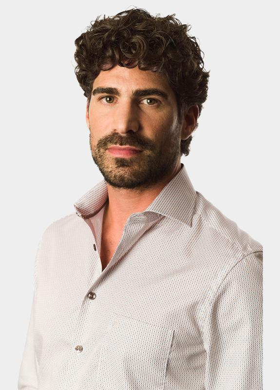 Ledub Business hemd lange mouw Bruin  0143280/630-645-000