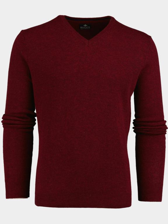 Baileys Pullover Rood Schotse lamswollen V-pullover 200071/548