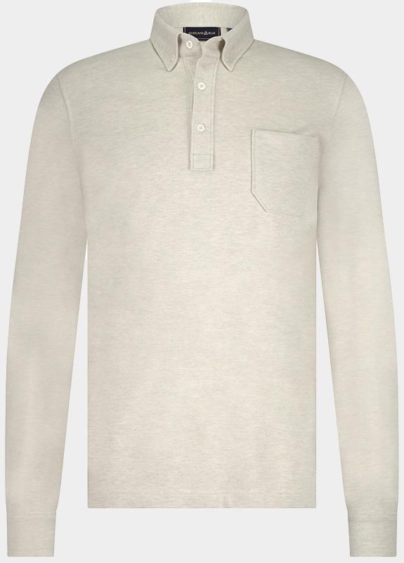 Scotland Blue Polo lange mouw Grijs Smith Polo Ls Pique 25308SM41SB/190 pebble