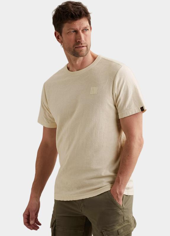 PME Legend T-shirt korte mouw Beige Short sleeve r-neck jacquard PTSS2604564/7001