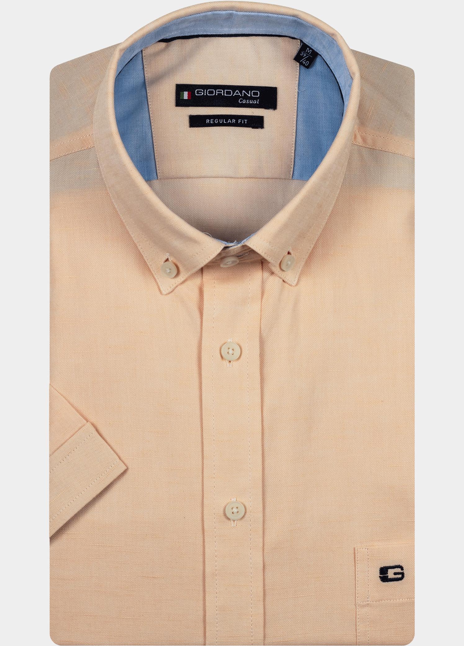 Giordano overhemd korte mouw heren Roze League, SS Button Down Solid 516001/25