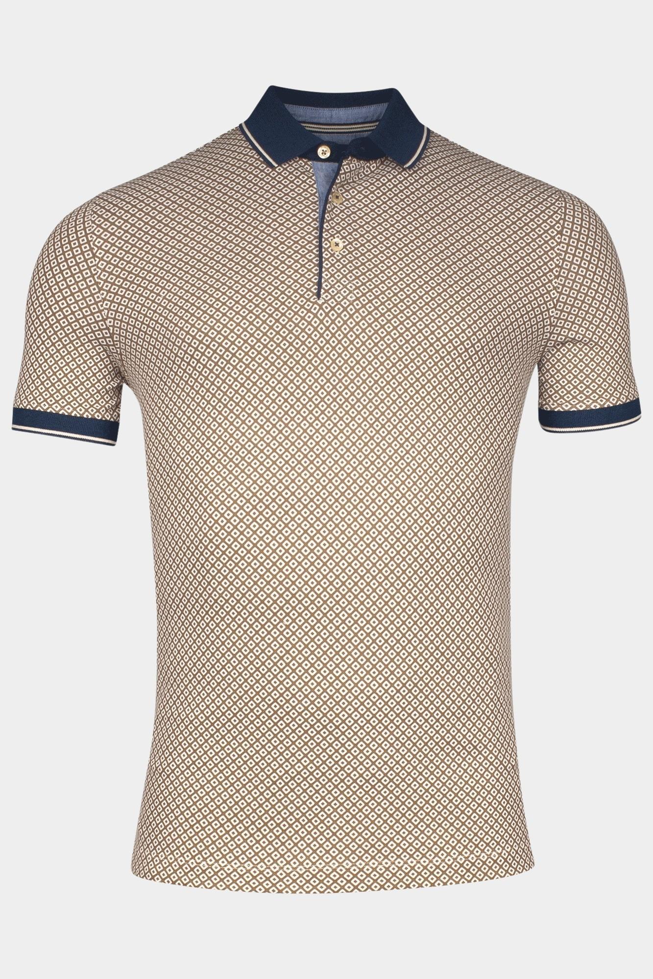 Baileys Polo korte mouw Beige Poloshirt Pique with all over 515224/86