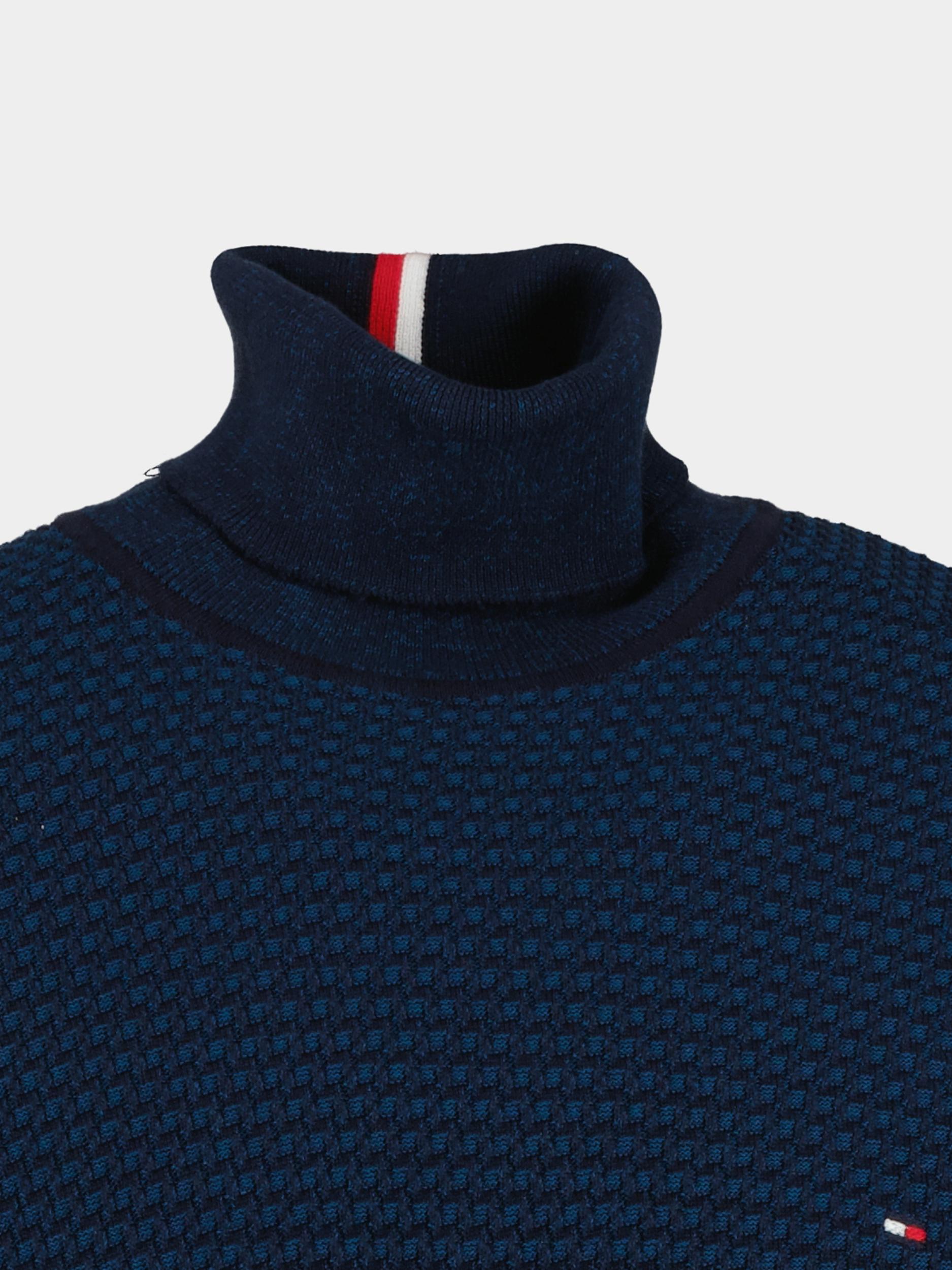 Tommy Hilfiger Coltrui Blauw 2 Tone Structure Roll Neck MW0MW33452/0GY