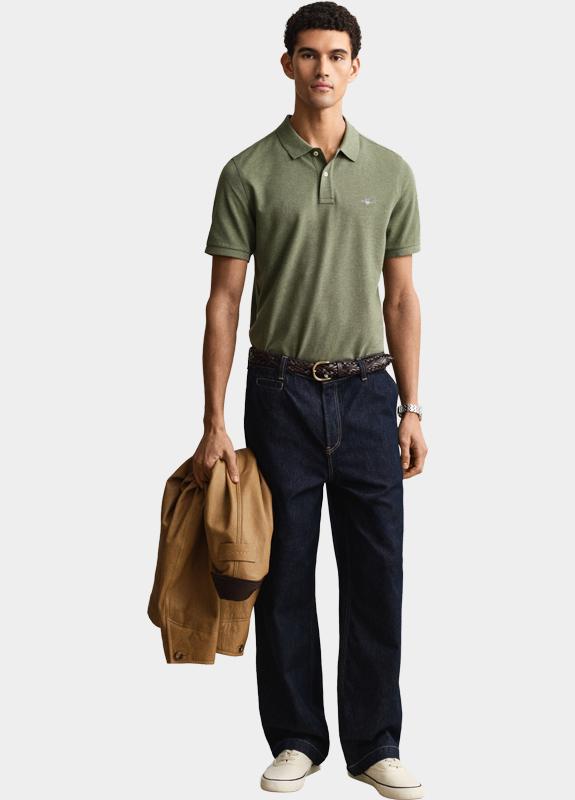 Gant Polo heren Groen Regular Fit Shield piqué polo 2210/391